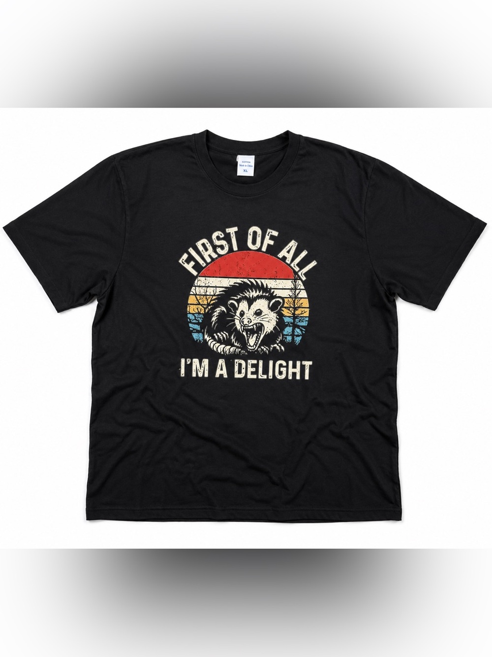 Possum “First of All I’m a Delight” Graphic T-Shirt XL Black